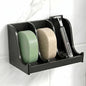 Soap Holder for Shower Wall, 3-Compartment Soap Dish for Shampoo, Conditioner and Body Soap, Fast Draining & Rust-Proof & Heavy Duty, Ultra-Strong Self Adhesive & Freestanding (Black, No Label)