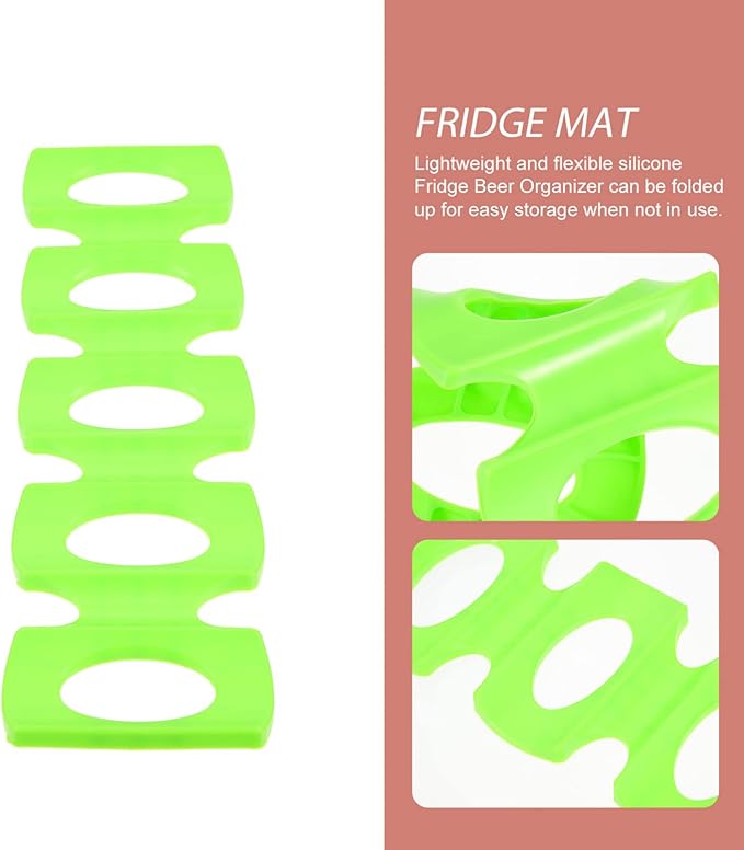 Hemoton Silicone Beverage Can Dispenser Mat for Refrigerator Beer Organizer for Cans and Bottles and - Design for Easy Storage