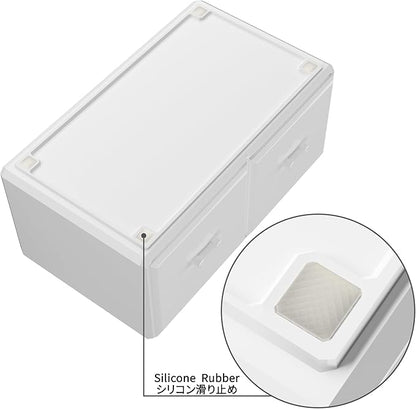 READAEER Makeup Organizer 3 Pieces Cosmetic Storage Case with 6 Drawers (White)