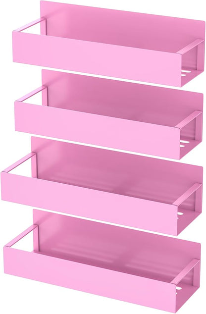 HuggieGems 4 Pack Magnetic Spice Storage Rack Organizer for Refrigerator and Oven, Pink Fridge Organizers and Storage