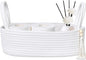 ABenkle Small Storage Basket, Jute Rope Woven Toilet Paper Tray Organizer for Toilet Tank Top, Boho Bathroom Decor Holder for Shelf Bedroom Living Room -13x6x4 Inches