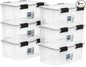 IRIS USA WeatherPro 19 Qt Storage Bins with Lids, 6 Pack, BPA-Free Plastic Gasket Box with Tight Latch and Seal, Stackable Nestable Tote Tub - Clear/Black