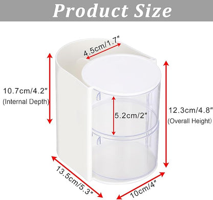 Hair Accessories Organizer with Hair Brush Holder Rotating Makeup Storage Container Plastic Desktop Storage Organizer for Hair Clip Tie, 2-Layer White