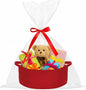 ShellKingdom Storage Basket with Handles, Empty Gift Basket with Gift Bags and Ribbon, Small Woven Baskets for Home, Nursery Storage Organizer, 12 X 8 X 5 INCH, Valentine's Red