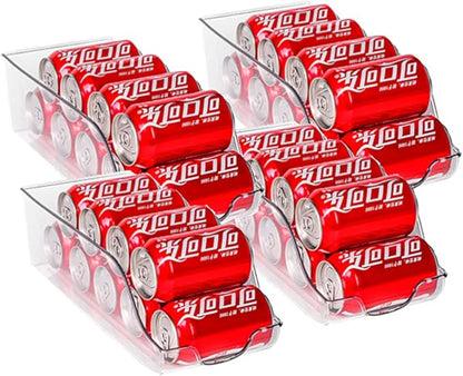 Xicennego Pop-Up Soda Can Dispenser Storage Organizer Bin (4pack) PET Can Holder Storage Beverage Canned Food Organizer For Kitchens Refrigerators Counters Freezers Shops Camping RVs