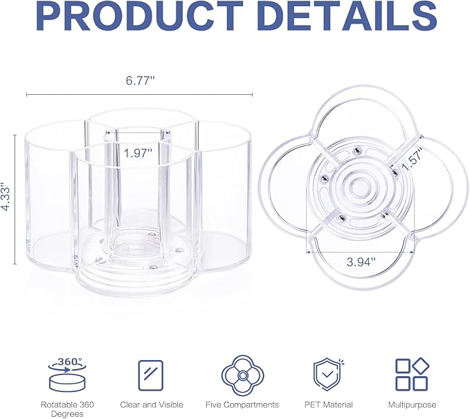 Drink Packet Organizer, 360 Degrees Rotating Acrylic Lazy Susan Organizer for Powdered Drink Mix Powder Packet, Water Flavor Packet Holder for Kitchen Pantry Storage, 5-Section