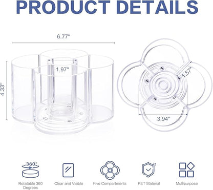 Drink Packet Organizer, 360 Degrees Rotating Acrylic Lazy Susan Organizer for Powdered Drink Mix Powder Packet, Water Flavor Packet Holder for Kitchen Pantry Storage, 5-Section