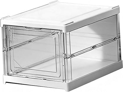 Cocoarm Clear Shoe Storage Box, Stackable Plastic Organizer, Quick Fold Design for Sneakers and Boots, Holds Size 12 for Closet or Entryway (1 Layer 10.04x13.58x7.68in)