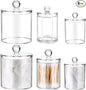 Meanplan Plastic Apothecary Jars with Lids Acrylic Holder Dispenser for Bathroom, 10/22/39 oz Clear Plastic Storage Jars Floss Container for Swab Cotton Ball, 3 Sizes(6 Pack,Acrylic Lid)