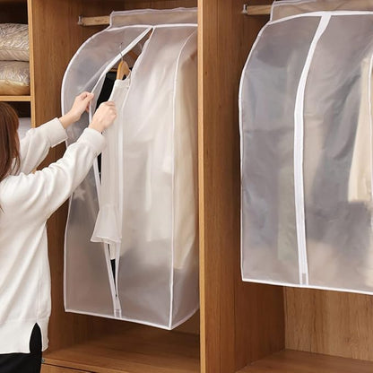 Garment Clothes Cover Protector Hanging Garment Storage Bag Translucent Dustproof Waterproof Hanging Storage Bag for Wardrobe with Full Zipper