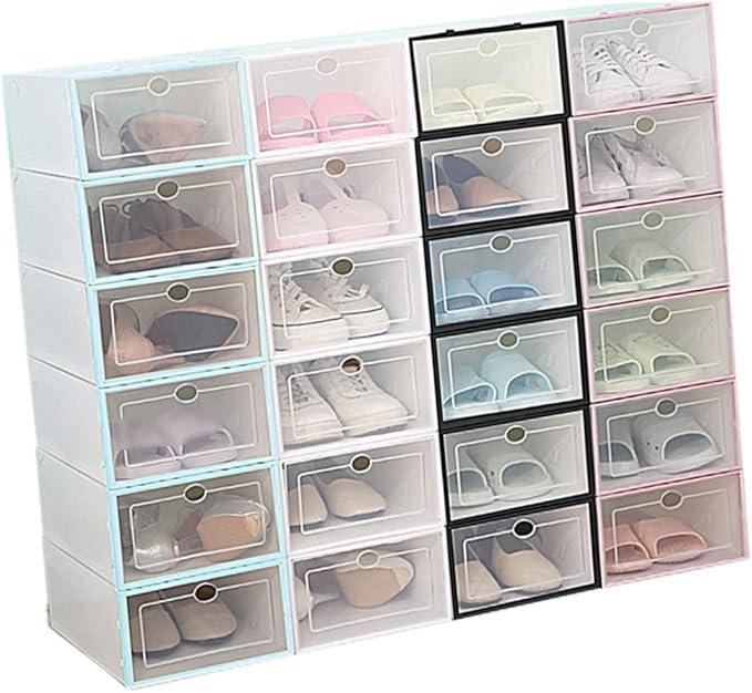 6pcs Stackable Shoes Storage Box Plastic Shoe Container for Men Sky-blue for Organizing Closet and Spaces