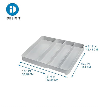 iDesign Eco Recycled Plastic Expandable Drawer Organizer Utensil Tray, Gray