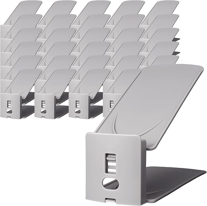 Like-it SH-01L 30P Shoe Storage Space Saver, 2X Storage Capacity, Height Adjustable, Gray, Made in Japan
