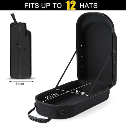 GERMUN Hard baseball hat case, Hat Carrier Travel Case with Adjustable Shoulder Strap, Hat cap case for 12 Baseball Caps - Perfect for Traveling & At-Home Storage (Black)