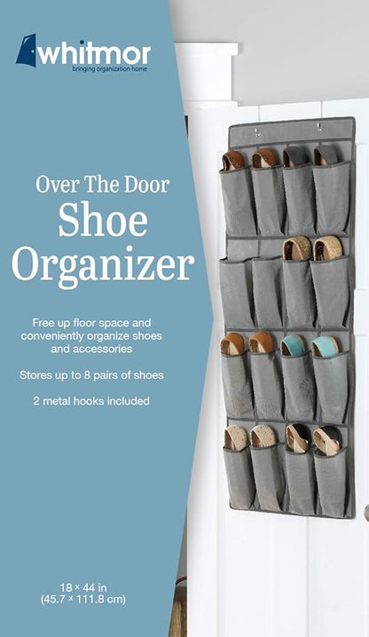 Whitmor 16 Pocket OTD Shoe Organizer Gray
