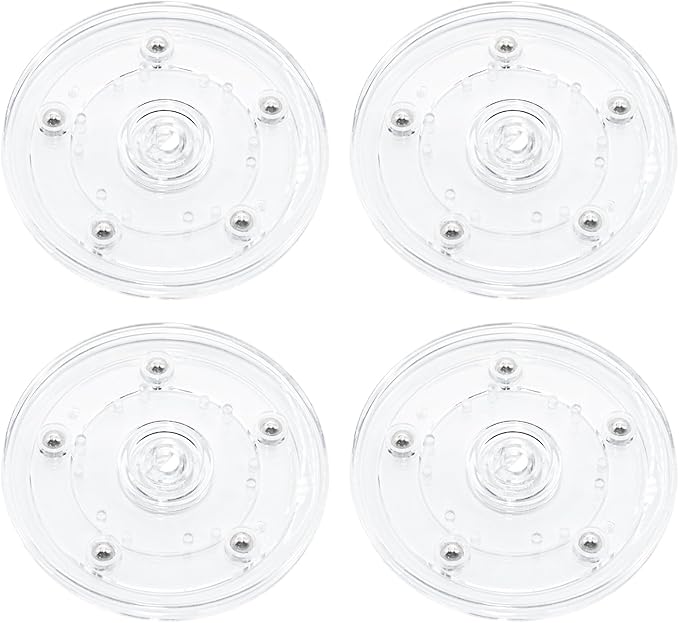 4 Pcs Clear 5 inch Acrylic Lazy Susan Rotating Turntable Organizer Bearings - Round Swivel Plate for Spice Rack, Table, Cake, Kitchen Pantry