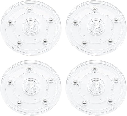 4 Pcs Clear 5 inch Acrylic Lazy Susan Rotating Turntable Organizer Bearings - Round Swivel Plate for Spice Rack, Table, Cake, Kitchen Pantry