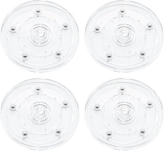 4 Pcs Clear 5 inch Acrylic Lazy Susan Rotating Turntable Organizer Bearings - Round Swivel Plate for Spice Rack, Table, Cake, Kitchen Pantry