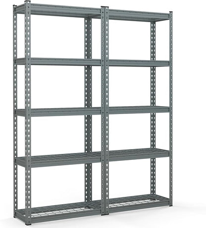 Goplus 5-Tier Metal Shelving Unit, 2 Pack Heavy Duty Wire Storage Rack with Anti-Slip Foot Pads, Height Adjustable Shelves for Warehouse, Kitchen, Living Room, Garage, 12" D x 27.5" W x 66" H