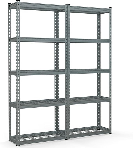 Goplus 5-Tier Metal Shelving Unit, 2 Pack Heavy Duty Wire Storage Rack with Anti-Slip Foot Pads, Height Adjustable Shelves for Warehouse, Kitchen, Living Room, Garage, 12" D x 27.5" W x 66" H