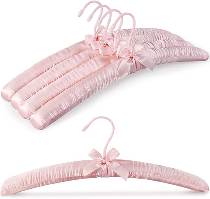 TOPIA HANGER Padded Hangers for Women Clothing,17-inch Satin Hangers 5 Pack Thick Foam Padded No Shoulder Bump for Sweaters, Coat, Blouses, Dresses-Pink,CT18P