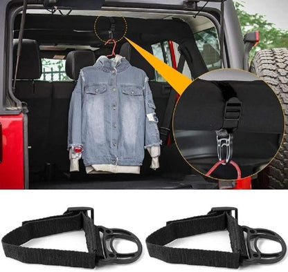 JeCar 2PCS Roll Bar Coat Hanger Clothes Hook for Jeep Wrangler CJ YJ TJ LJ JK JKU JL JLU JT Sports Sahara Freedom Rubicon & Unlimited X 2/4 Door (Black)