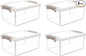 Citylife 4 Packs Small Storage Bins with Lids 3.2 QT Plastic Storage Containers for Organizing Stackable Clear Storage Boxes