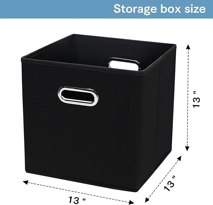 Fabric Cubby Storage Bins,13x13x13 Inches ,Cube Organizer Bin Foldable Storage Boxes with Dual Handles Fabric Organizer Box and collapsible Storage basket,Set of 8,Black