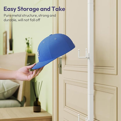 SWTYMIKI Over Door Hat Organizer - 2 Packs Metal Wall Mounted Hat Rack with 5-Tier Dual Hooks Design, Hanging Baseball Cap Organizer Storage Holds up to 40 Caps for Door, Bedroom, Closet(White)