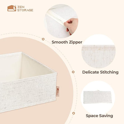 Cotton Linen Drawer Organizer for Baby Clothes, 12Pack Multi-Size Nursery Dresser Dividers for Clothes, Premium Foldable Storage Bins for Bedroom, Closet and Diaper Table, Beige