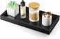 ALELION 13" Bathroom Vanity Tray for Counter - Black Wood Tray for Toilet Tank Makeup Perfume Jewelry Catchall Coffee Table - Wooden Kitchen Countertop Organizer for Soap Dispenser