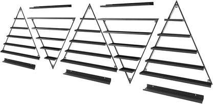 Metal Wall-Mounted Nail Polish Storage Racks, 5 Tiers Nail Polish Storage Racks, 10PCS Triangular Cosmetic Display Racks, Lipstick Perfume Wall Shelf for Spa Nail Salon Shop Home (Black)