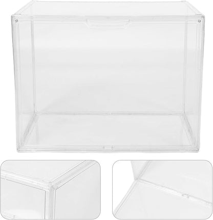 Alipis Acrylic Oversized Shoe Box 45x33x33cm, Stackable Plastic Sneaker Storage Organizer with Side-opening Door, Boot and Sneaker Storage Container for Entryway and Closet