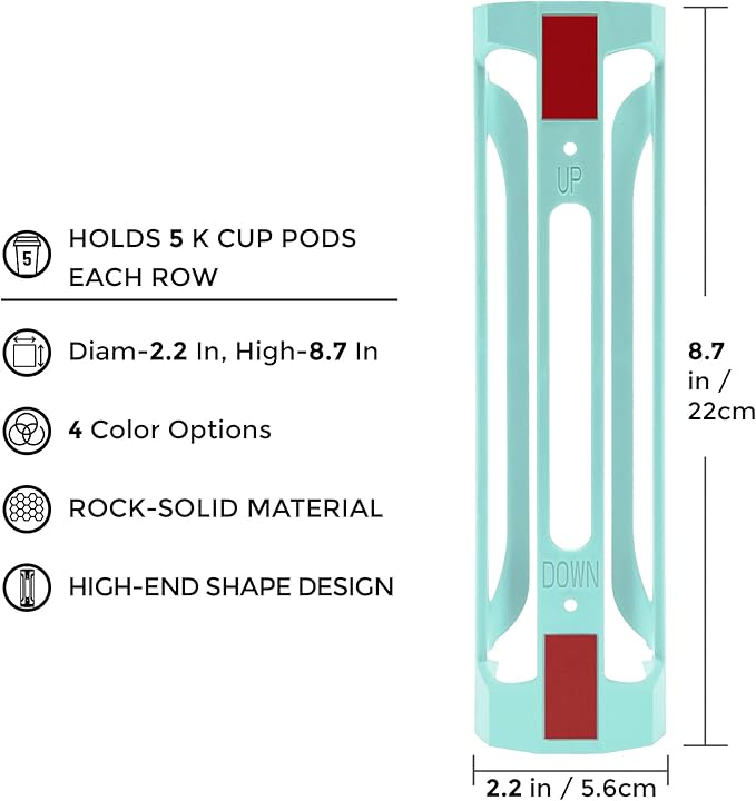 K Cup Holder for Keurig: Coffee Pod Holder for Counter Small Space - Kcup holders for Wall Mount (3, Oasis Blue)