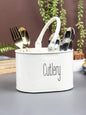 Metal Self Draining Tableware Storage Box - Spoon, Knife, Fork, Chopstick, Cutlery Holder Kitchen Organizer Stand Dining Multifunctional Stand Drawer Organisers, (White)