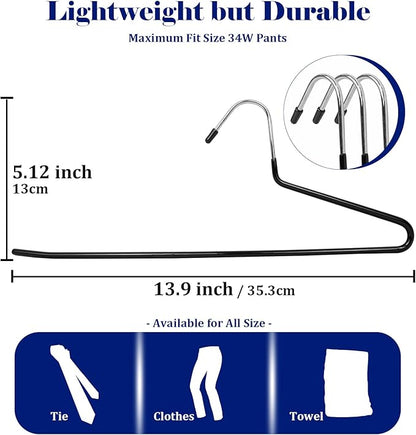 Pants Hangers 30 Pack Non Slip,Trouser/Blanket/Jeans Hangers for Closet Space Saving,Open Ended Pants Hanger Strong Durable (Black)