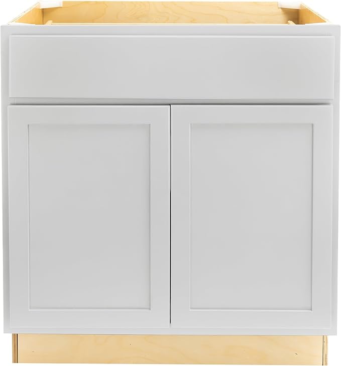 Quicklock RTA (Ready-to-Assemble) | Base Kitchen Cabinets - Shaker Style | Made in America (Pure White, 27" Wx34.5 Hx24 D Base)
