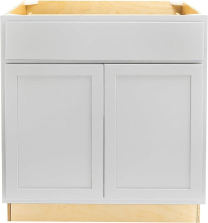 Quicklock RTA (Ready-to-Assemble) | Base Kitchen Cabinets - Shaker Style | Made in America (Pure White, 27" Wx34.5 Hx24 D Base)