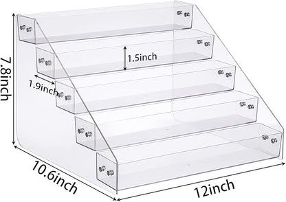 Tiered Spice Rack Acrylic, Spice Rack Shelf Seasoning Organizer for Countertop, Cabinet, Pantry, Kitchen Storage - 5 Tier