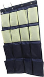 MAGICLULU Over the Door Hanging Shoe Organizer Oxford Cloth Storage Bag for Closet Bathroom Tear Resistant Multi Pouch Holder for Space Saving Shoe and Accessory Storage in Blue and Yellow