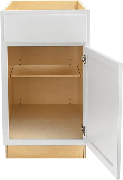 Quicklock RTA (Ready-to-Assemble) | Base Kitchen Cabinets - Shaker Style | Made in America (Pure White, 18" Wx34.5 Hx24 D Base)