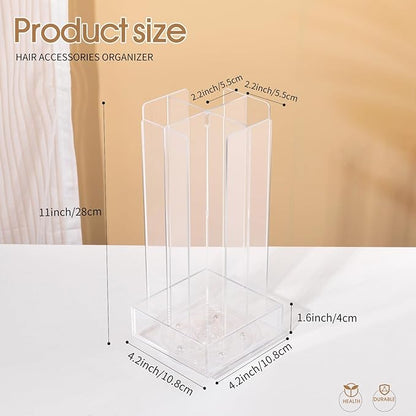 OAOLEER Acrylic Scrunchie Holder Organizer with drawer, Hair Ties Display Stand, 4 Tier Hair Accessories Organizer Storage for Bracelets Bangle Watches (Type C)