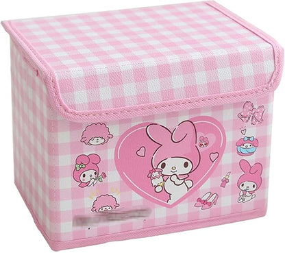 Kawaii Caretoon Fodable Stoage BIn, Cute Anime Collapsible Organizer basket Makeup Holder Office Desk Room Storage Bin (Pink Rabbit)