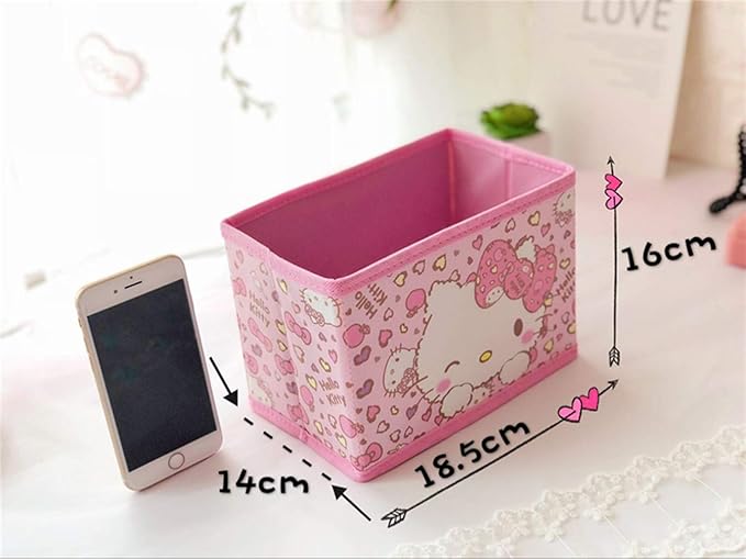Kerr's Choice Cute Desk Box for Girls - Kawaii Storage Box, Foldable Baskets | Office Desk Room Decoration