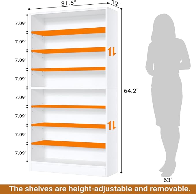 Homieasy Tall Shoe Cabinet, 9-Tier Wood Shoe Rack Organizer Cabinet for Closet, Freestanding Shoe Storage Cabinet with Adjustable Shelves for Entryway, Bedroom, White