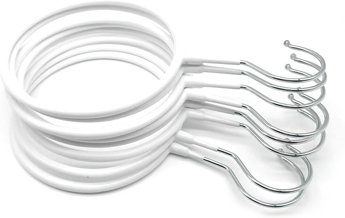Belt/Scarf Hangers Organizer for Closet - 8 PCS Nonslip Large Scarves Holder Rack for Neckties, Winter Shawls Display, Pashminas (White)