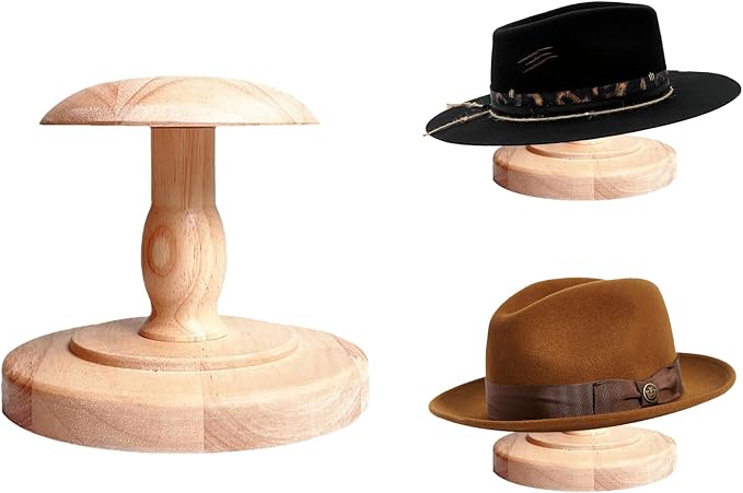 CHADWICK Vintage Style Hat Rack Stand, Light Wooden Hat Display Stand, Hat Organizer and Display Rack, Wig Holder Cowboy Hat Rack for Closet, Home Decor
