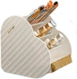 Heart-Shaped Slanted Makeup Organizer – 4-Compartment Tiered Storage, Durable Food-Grade Material, Stylish Vanity & Desk Cosmetic Holder (White)