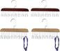 4 Wooden Belt Holder - Multifunctional Wooden Belt Hanger with 8 Metal Hooks - Wood Tie Scarf Rack Holder Hangers Organizer | for Hanging Belts,Tie,Scarves,neckties