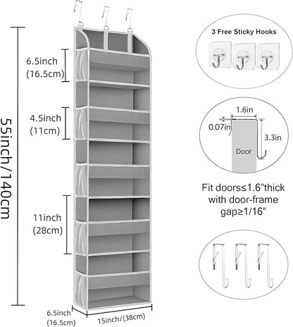 for 2 Pack Over The Door Storage Organizer with 5 Pockets 10 Mesh Side Pockets